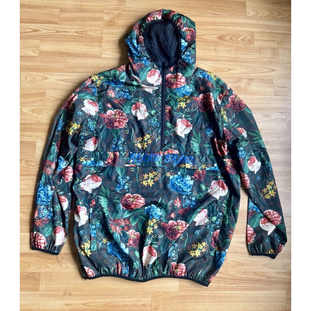Reason Floral Windbreaker Jacket Hoodie XL Multicolor 1/4 Zip Mens